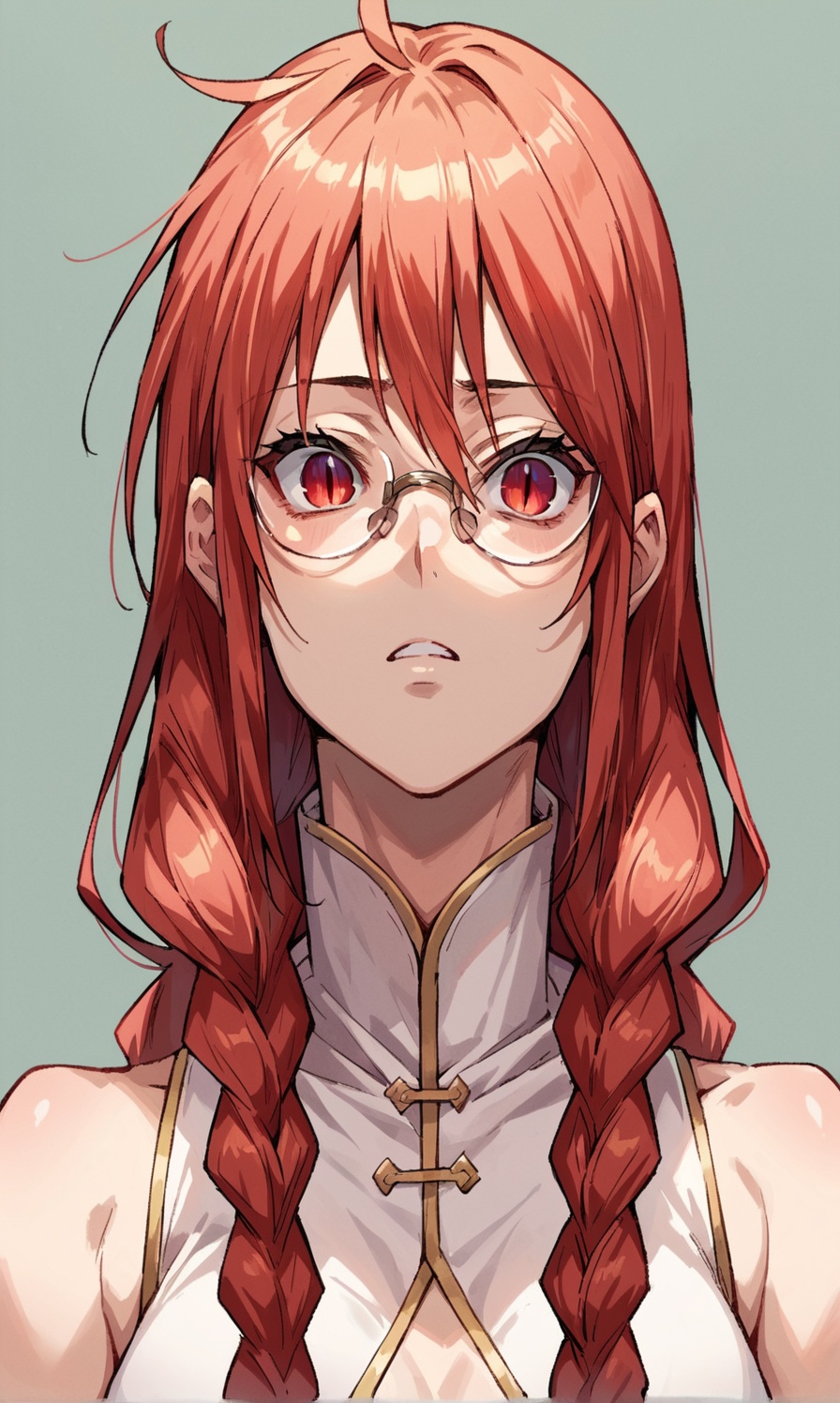 (Red_hair),  Glasses,  twin_braids on Tensor.Art