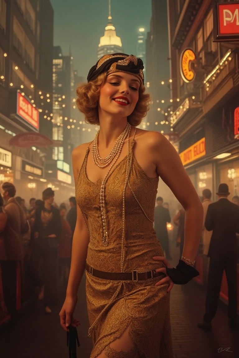 #1920s #flappergirl #youngwoman #joyful #mediumskin #slim #vintagejazz #partytime #artdecostyle #roaringtwenties #dance #l...
