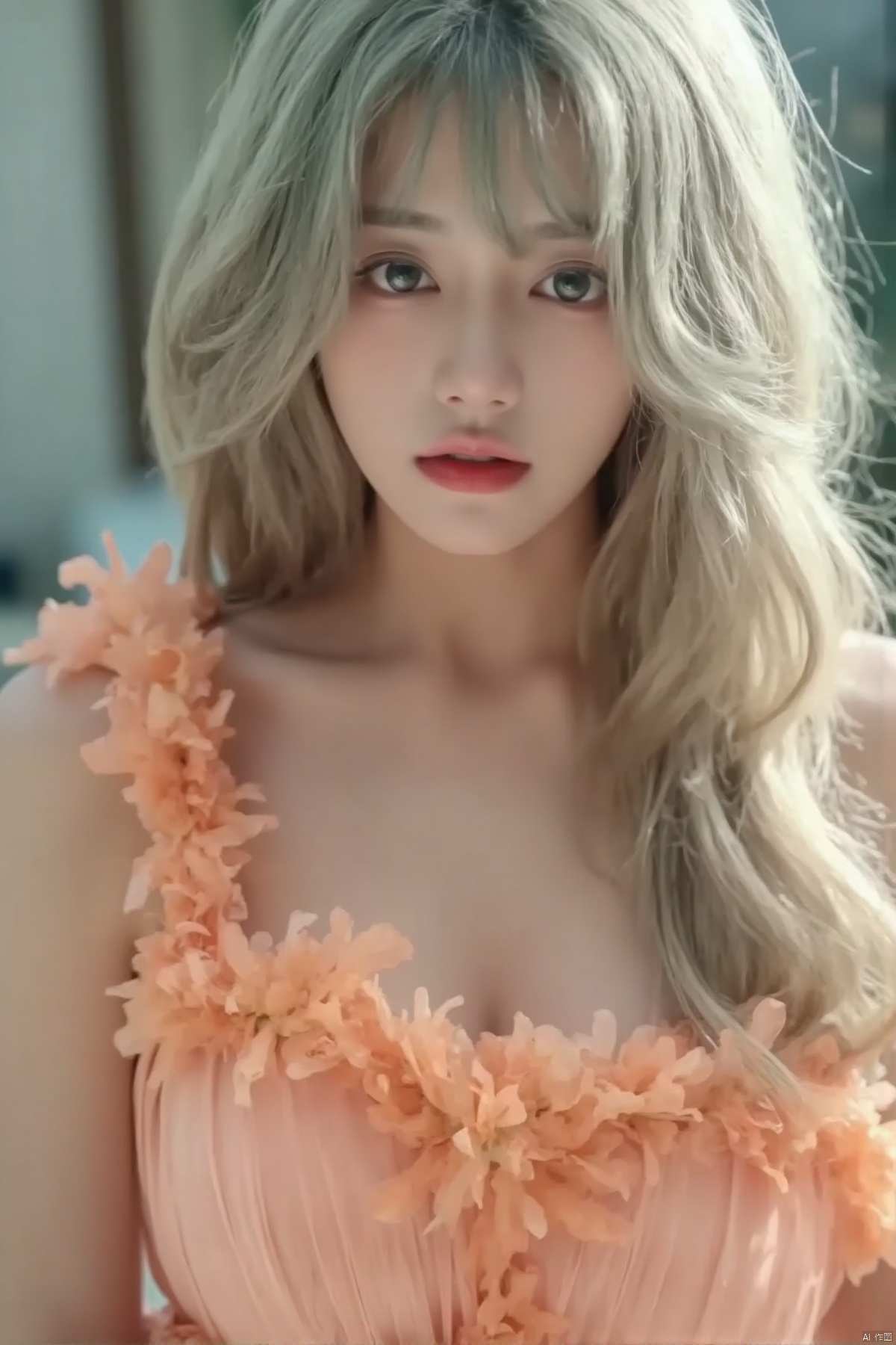 (best quality,4k,8k,highres,masterpiece:1.2),ultra-detailed,(realistic,photorealistic,photo-realistic:1.37),a playful and gorgeous girlfriend,sapphire blue clear watery eyes,sweet smile,aquamarine to orange ombre long hair,neon feather dress,flowing gossamer,highly transparent material,luxurious and shiny,glowing and radiant,elegant and refreshing,full body shot,natural light,ray tracing,lighting effects,extreme lighting,ultra-detailed,high resolution,high saturation,octane render,16k ultra high resolution,fresh mint green and peach pink tones,soft and delicate,gentle and charming,beautiful detailed eyes,beautiful detailed lips,extremely detailed face,long eyelashes,gorgeous and alluring,ethereal and enchanting,lovely and captivating,graceful and elegant,delicate and refined,shimmering and sparkling,brilliant and dazzling,highly realistic,perfectly illuminated,meticulous detail,exquisite and fine,flawless and impeccable,clear and vivid,smooth and silky,harmonious and balanced,serene and tranquil,calm and soothing,peaceful and serene,subtle and refined