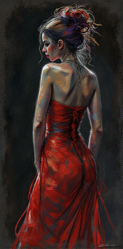 Opulent Line-art of Otome women wearing dress,  sensual,  soul on Tensor.Art