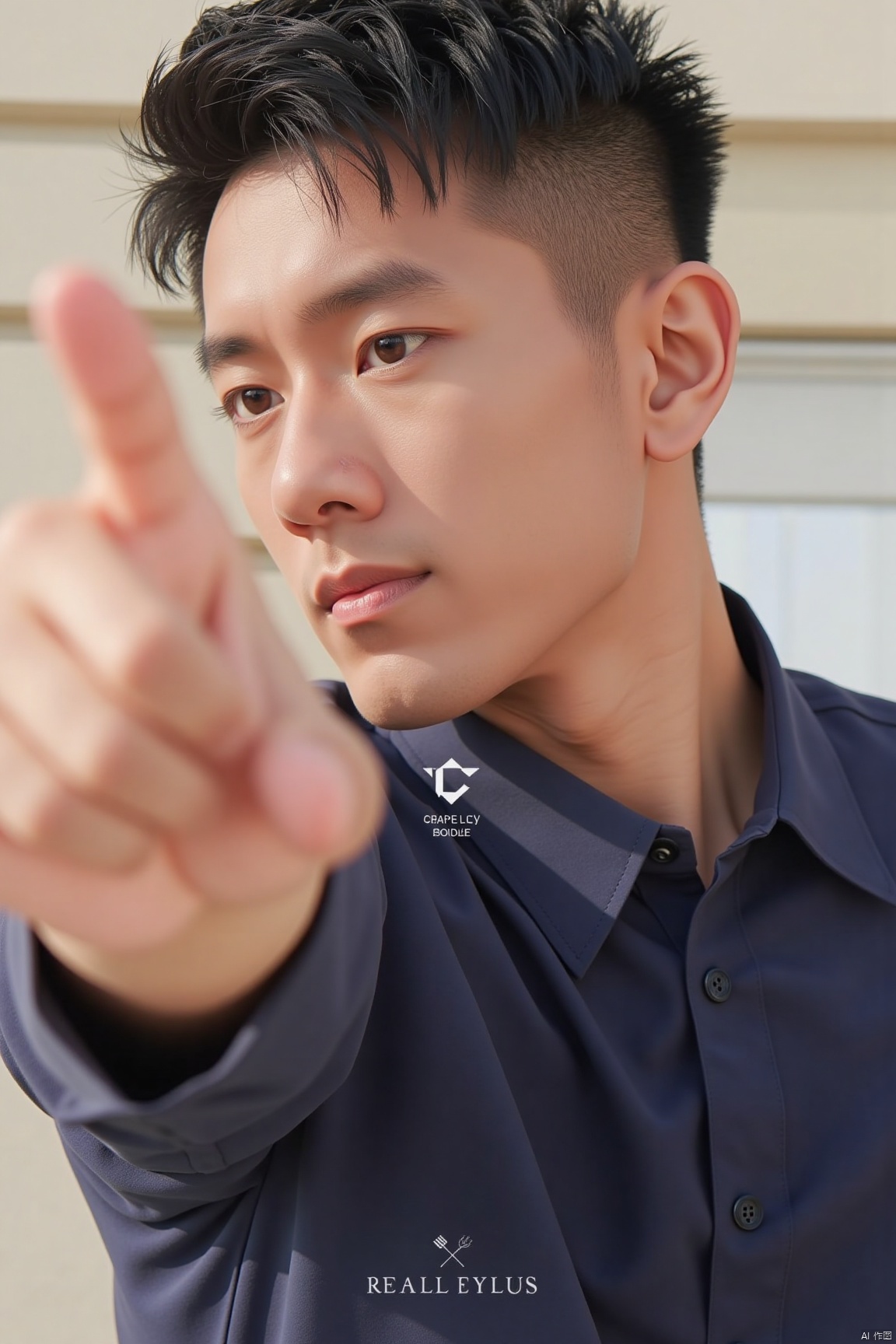 jzns,biu,1man,asian,solo, male focus,handsome,shirt,magnificent,masterpiece, realistic, best quality, highly detailed,