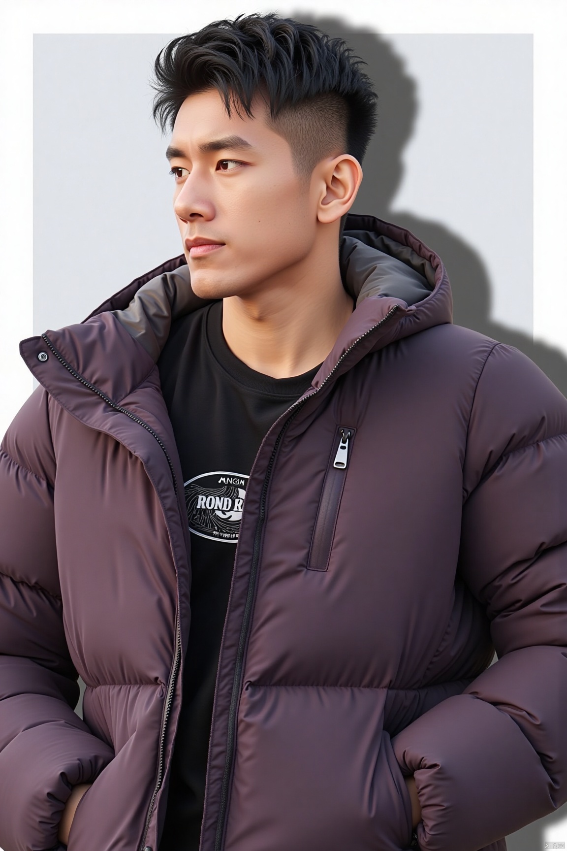 jzns,biu,1man,asian,solo,handsome,jacket,shirt,masterpiece, photorealistic, best quality, highly detailed,
