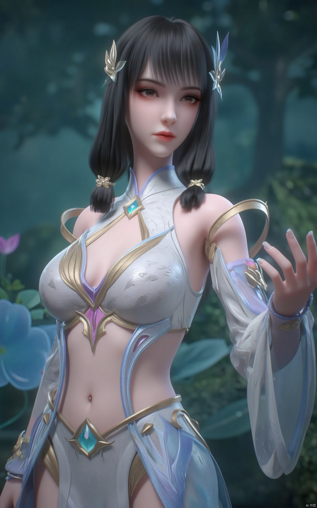 masterpiece,(best quality),official art, (1girl), (solo), ((looking_at_viewer)),(huge breasts:2.39),(full breasts:1.99),Xzhaoliner,(Lotus pond, lotus:1.52),Xruoshui,Xlongnv,Xbaiyijun,XyunluoH,XyunluoX,Xyiwenjun