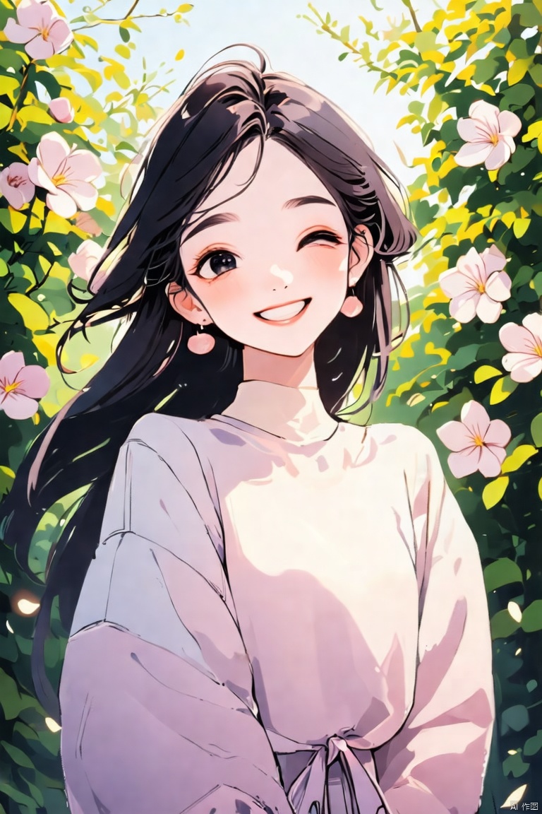 1girl,smile,delicate facial features,bloom cheer,best quality,great work,extreme details,16k,highres,