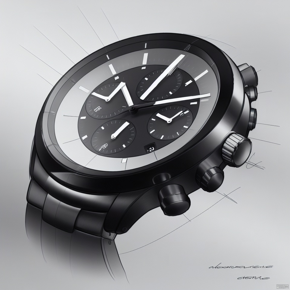 A watch industrial design sketch,  design sketch,  White watch by 宝拉熊 on Tensor.Art