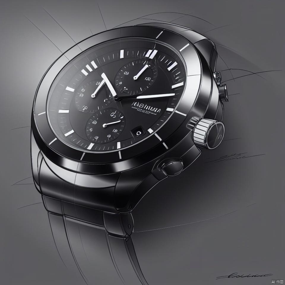 A watch industrial design sketch,  design sketch,  White watch by 宝拉熊 on Tensor.Art