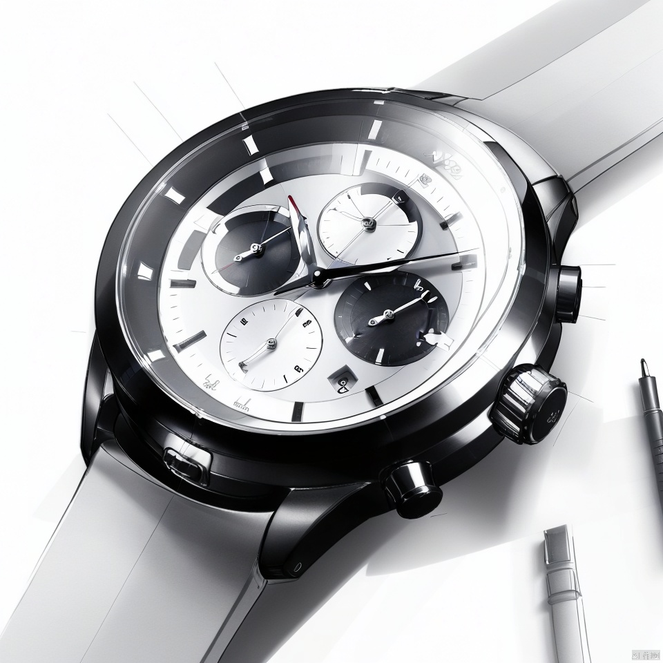 A watch industrial design sketch,  design sketch,  White watch by 宝拉熊 on Tensor.Art