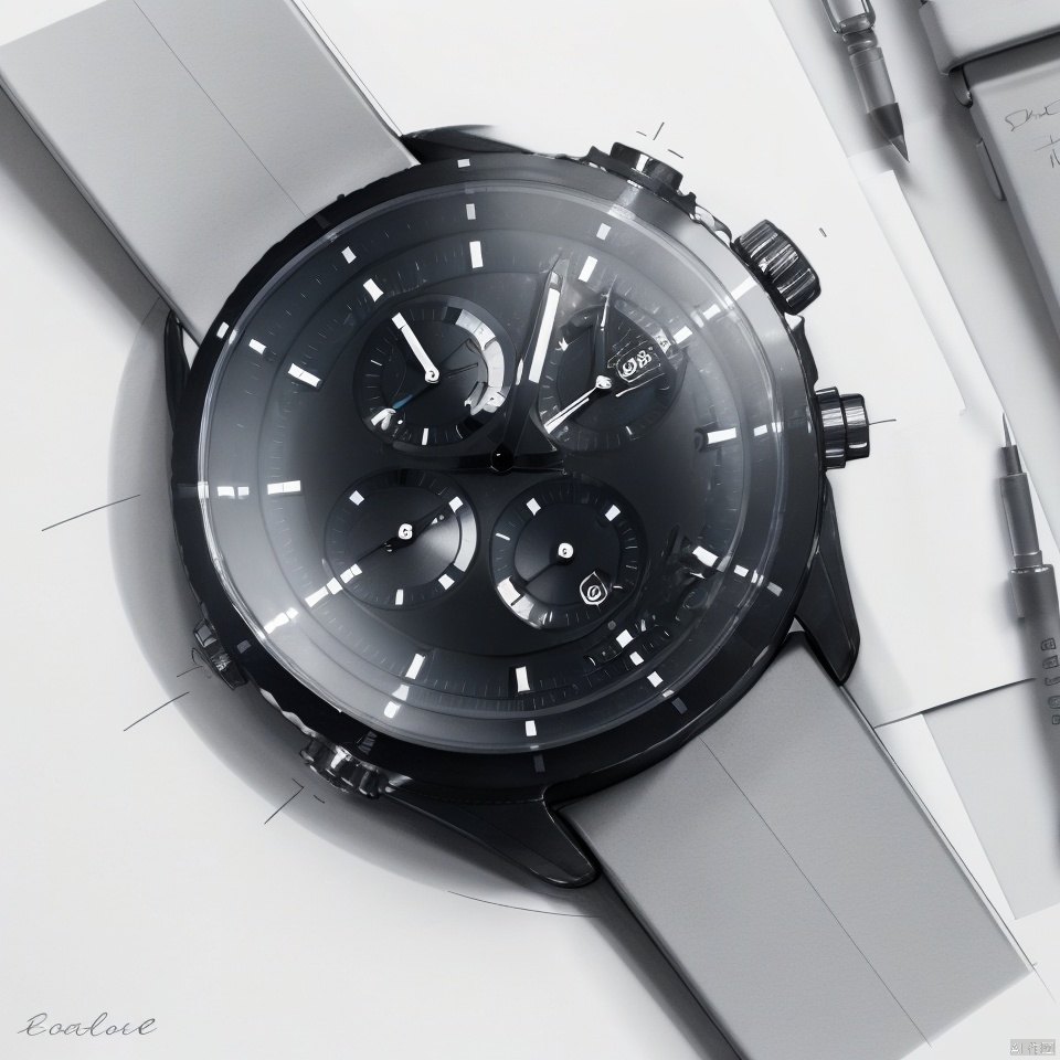 A watch industrial design sketch,  design sketch,  White watch by 宝拉熊 on Tensor.Art