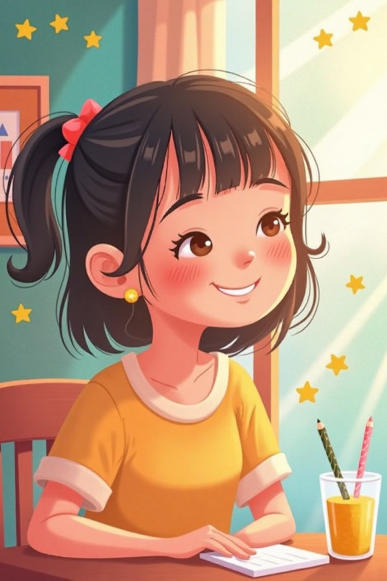 A young girl is feeling happy,  viet anime on Tensor.Art