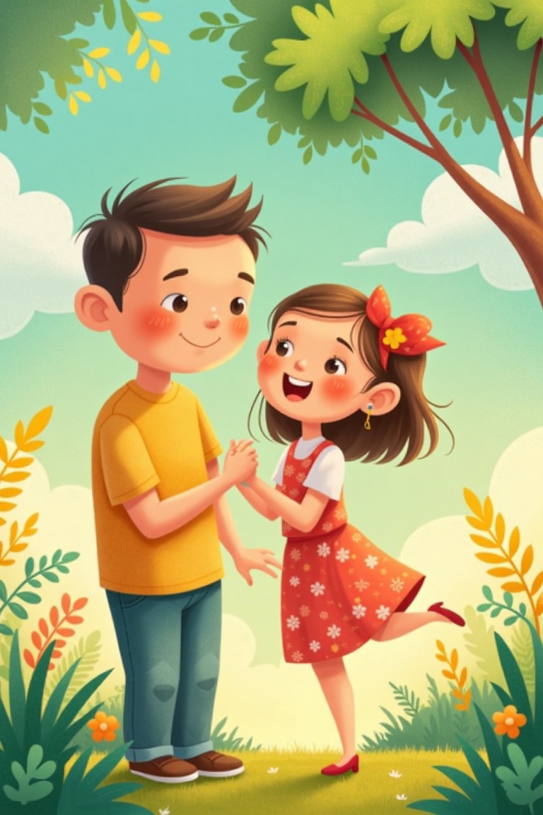 A young girl is feeling happy with her dad,  viet anime,  Viet anime on Tensor.Art