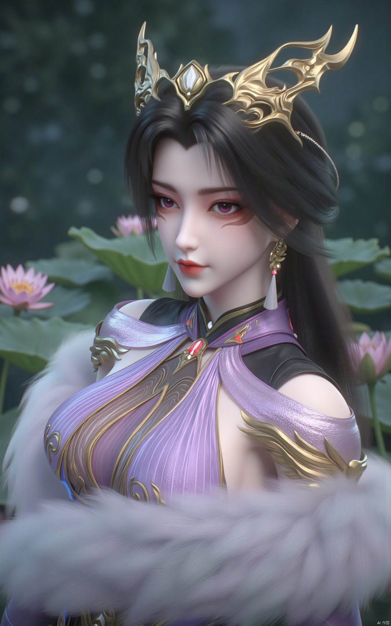 masterpiece,(best quality),official art, (1girl), (solo), ((looking_at_viewer)),(huge breasts:2.39),(full breasts:1.99),Xzhaoliner,(Lotus pond, lotus:1.52),Xruoshui,Xlongnv,Xbaiyijun,XyunluoH,XyunluoX,Xyiwenjun,Xsonghanfu,Xsimiaoling