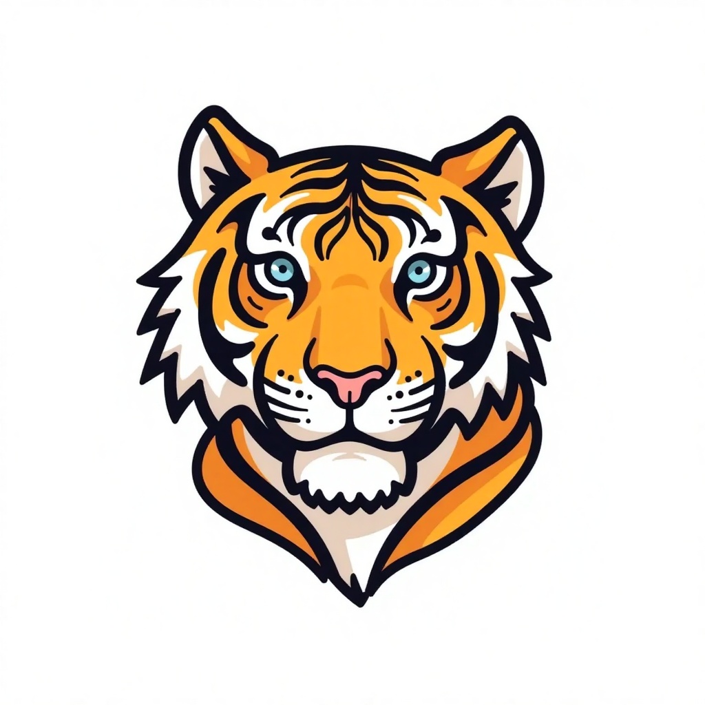 linear_c0l0r_ic0ns, a tiger. white background. in the style of t0k
