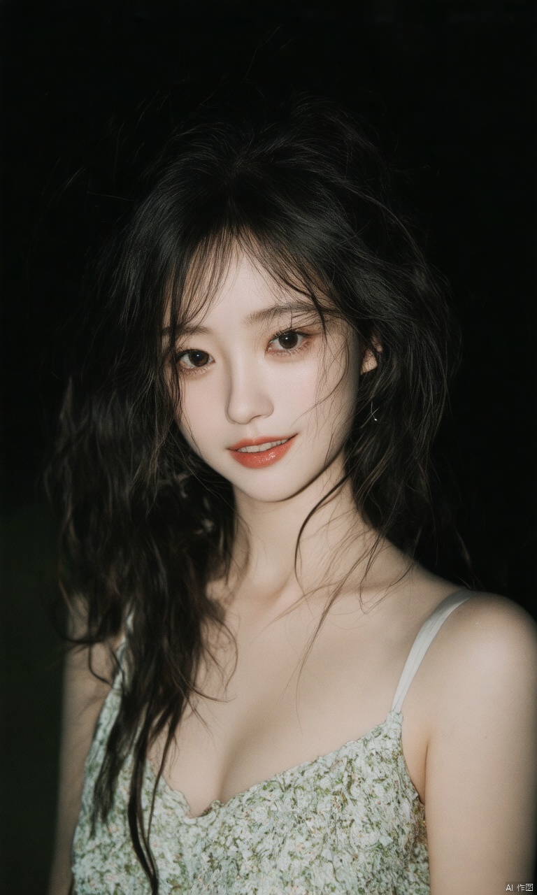 A photograph of beautiful hubggirl, (super realistic, best quality:1.25), depth, cinematic light, BREAK Beautiful woman, close up, messy hair, perfect face/body, nighttime, seductive smirk, faded/grainy/vintage film look. BREAK perfect hands, perfect light, vibrant colors, intricate details, highly detailed skin, pale skin, photorealistic, raw, analog, taken by Sony Alpha 7R IV, Zeiss Otus 85mm F1.4, ISO 100 Shutter Speed 1/400, Vivid picture, intricate background,
