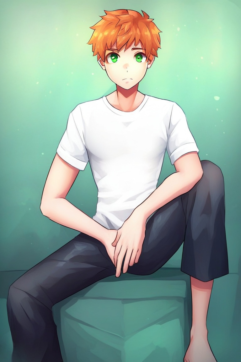 male,  orange hair,  green eyes on Tensor.Art