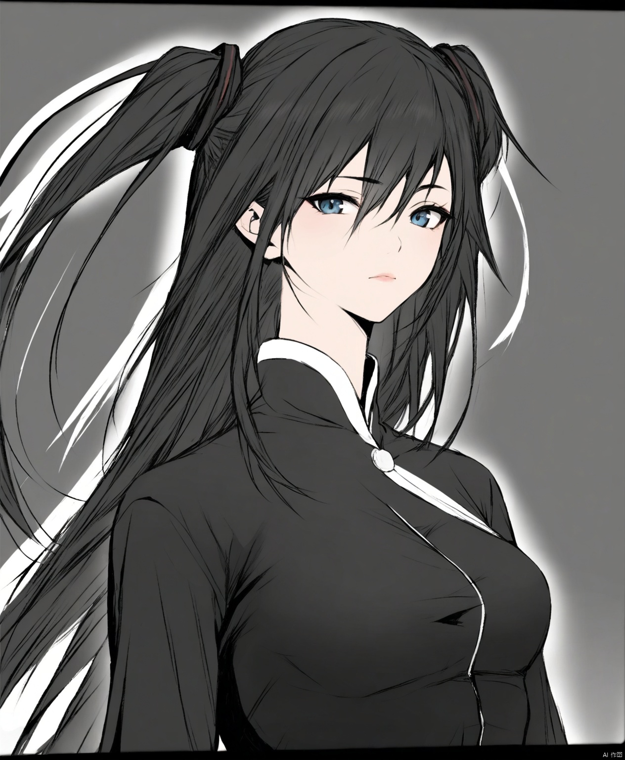 solo,highly detailed,(best quality),((masterpiece)),1girl,simple background,looking at viewer,upper body,black hair,ji