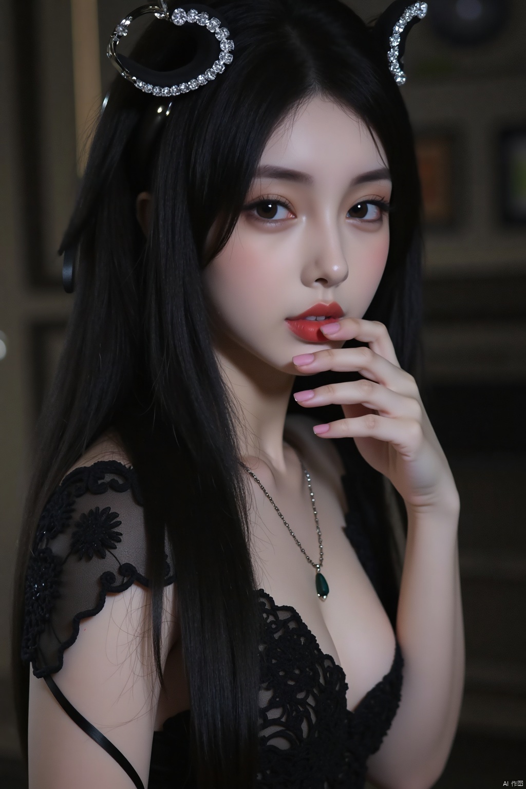 juzijiangshi,Real, perfect fingers, realistic, 1girl, solo,black sexy clothes,Lace, sexy, (full body photos:1.5), long legs,gl03