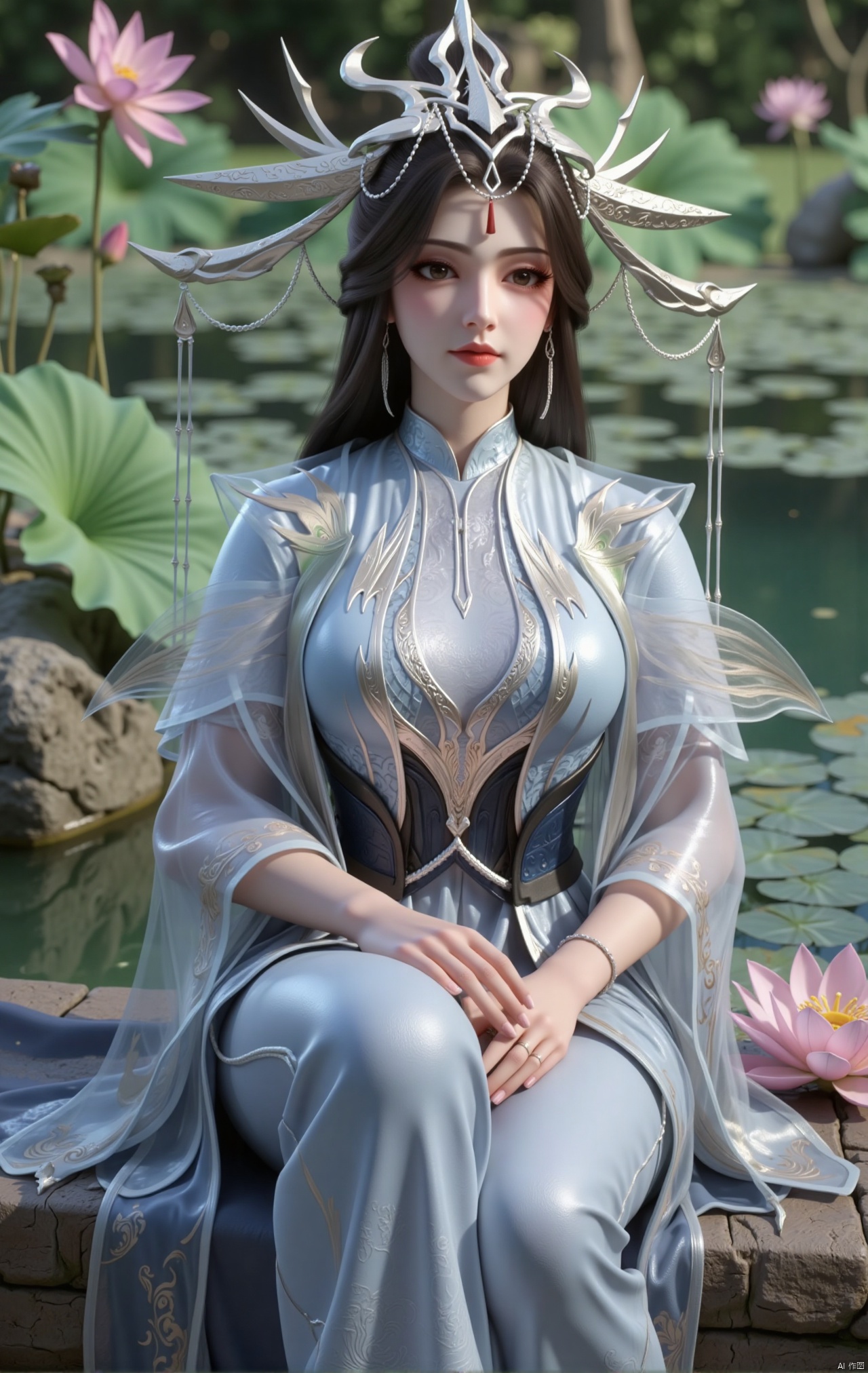  masterpiece,1girl,black hair,(Sitting by the lotus pond in the garden:1.3),(hanfu dress:1.3),black eyes,beautiful face,short sleeves,holding flower,looking at viewer,(huge breasts:2.79),(full breasts:1.99),Xzhaoliner,Xyaoxi,Xsulingyun,XyunluoX,Xhenrendadi,Xlannuo,Xlongnv,Xruoshui,XyunluoH,Xyuzimo,Xliuyue,Xlimuwanx,Xhongdie,Xyanqingcheng,Xqinghe,XyunxiX,XshengcaierX,Xdacishuwang,Xzhukeer,Xqinghanfu,Xyupopo