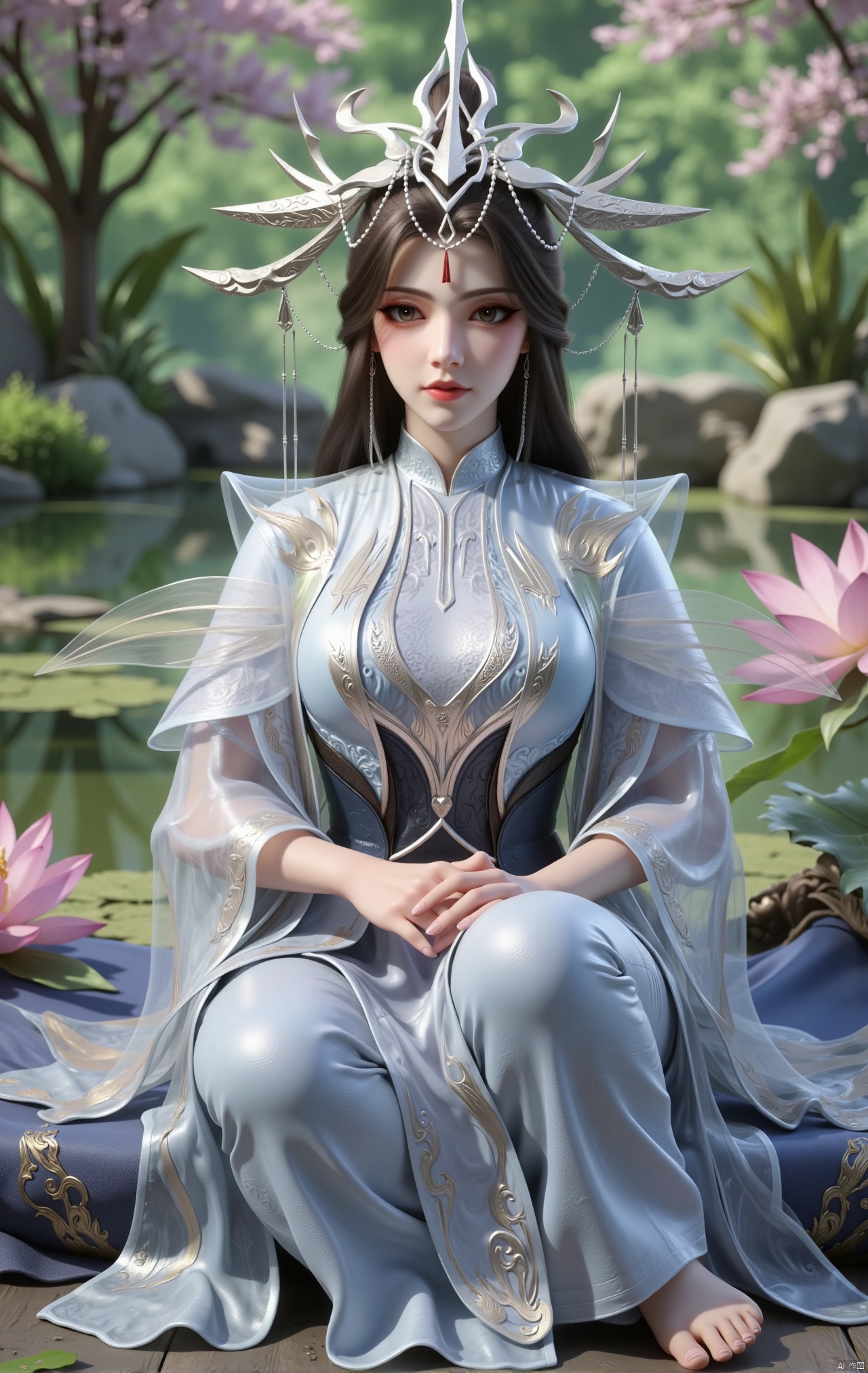  masterpiece,1girl,black hair,(Sitting by the lotus pond in the garden:1.3),(hanfu dress:1.3),black eyes,beautiful face,short sleeves,holding flower,looking at viewer,(huge breasts:2.79),(full breasts:1.99),Xzhaoliner,Xyaoxi,Xsulingyun,XyunluoX,Xhenrendadi,Xlannuo,Xlongnv,Xruoshui,XyunluoH,Xyuzimo,Xliuyue,Xlimuwanx,Xhongdie,Xyanqingcheng,Xqinghe,XyunxiX,XshengcaierX,Xdacishuwang,Xzhukeer,Xqinghanfu,Xyupopo