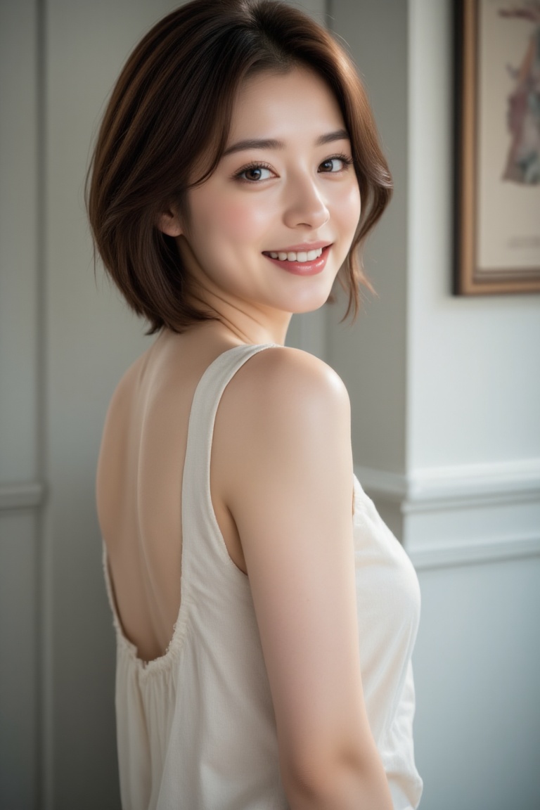 a young Asian woman,  stunning,  short brown hair on Tensor.Art