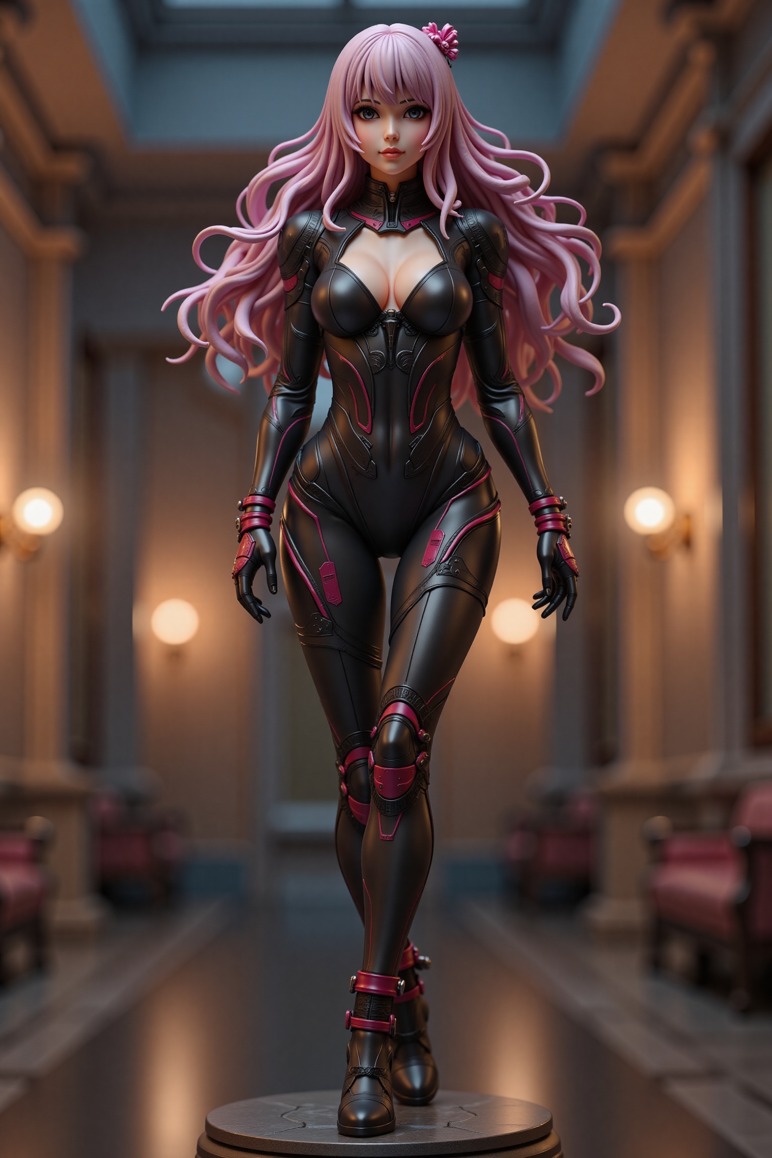 A resin figure,  figure on pedestal,  Pretty and badass woman on Tensor.Art