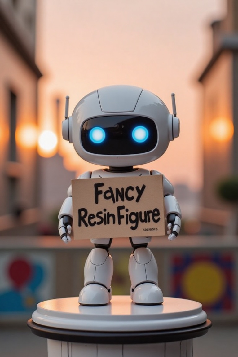 A resin figure,  standing on pedestal,  cute robot on Tensor.Art