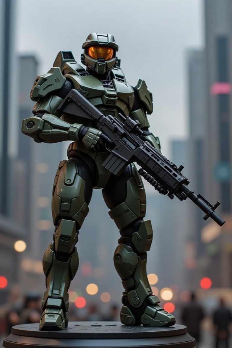 An resin figure,  on pedestal,  The Master Chief on Tensor.Art