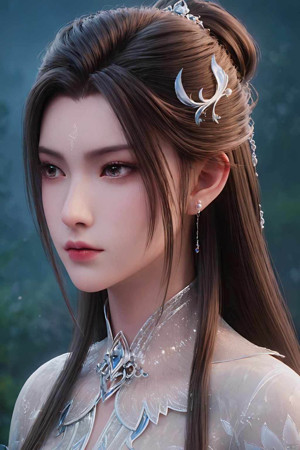 score_9_up,score_8_up,score_7_up,1girl, solo, long hair, brown hair, black hair, brown eyes, black eyes, single hair bun,lips, looking away, realistic, nose,Perfect composition,LXQ, 