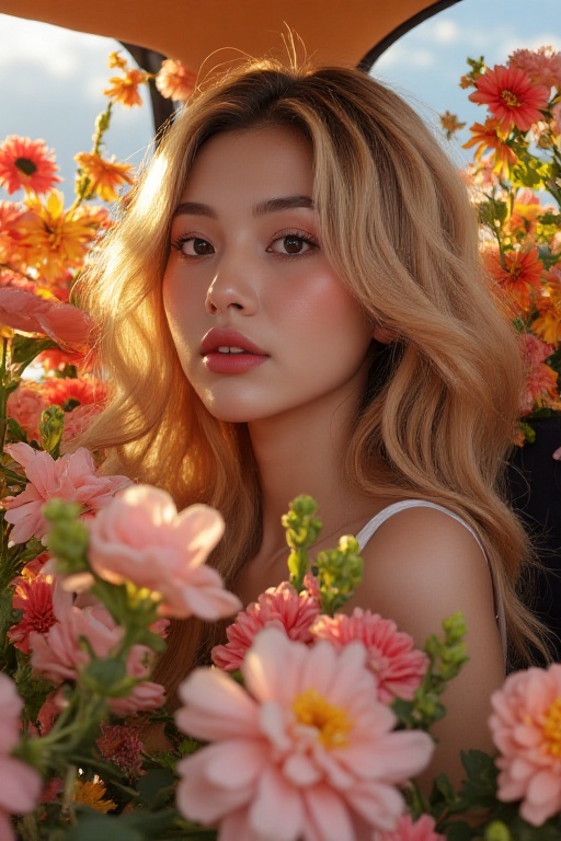 1girl in car flower,  fluxinter01 on Tensor.Art