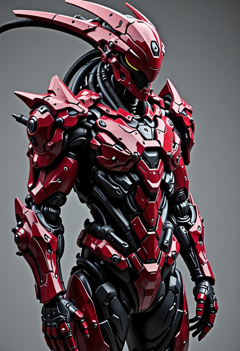 futuristic red metallic armor suit,  giant futuristic weapon,  shoulder's canons on Tensor.Art