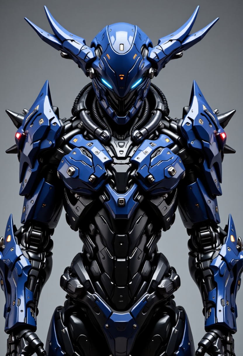 front view,  futuristic blue metallic armor suit with intricate details,  giant futuristic weapon on Tensor.Art
