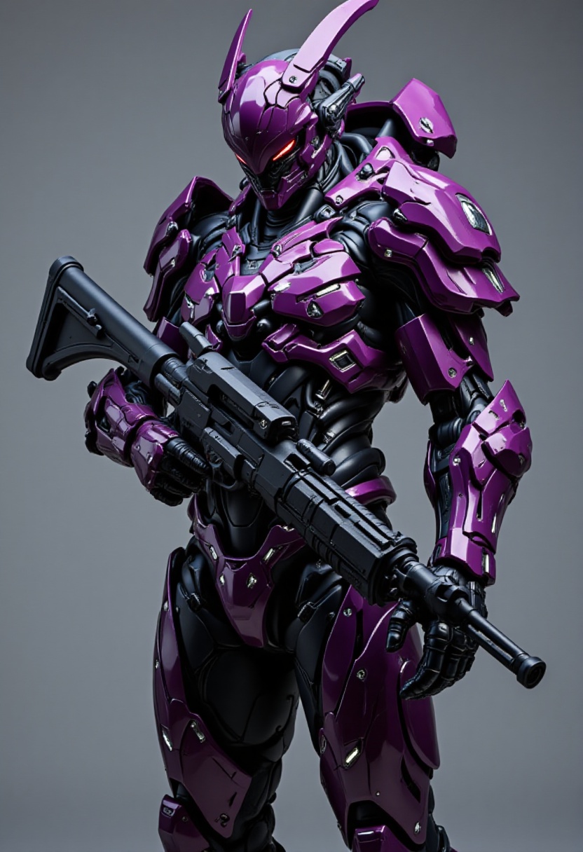 futuristic purple metallic armor suit,  giant futuristic weapon,  shoulder's canons on Tensor.Art