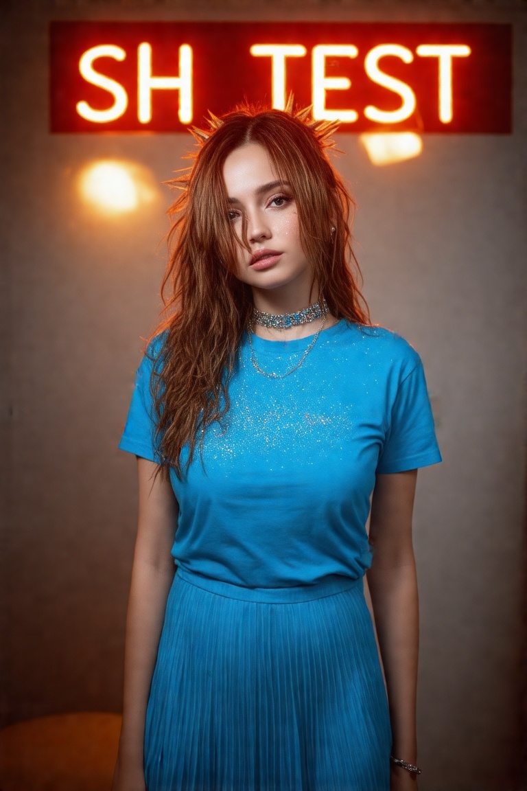 In a stunning 8K HDR photograph,  a solo figure stands straight-on,  their upper body dominant in the frame. Long hair cas...