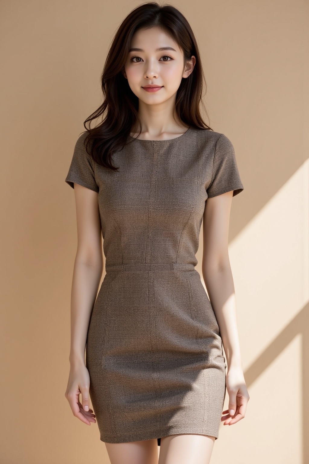a young Asian woman,  tweed pencil dress on Tensor.Art