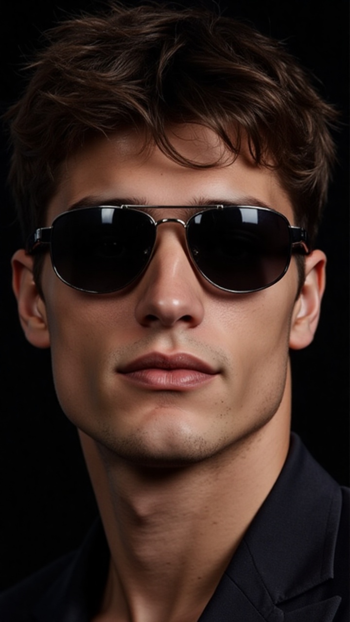 a photorealistic image of a male model inspired by luxury fashion campaigns,  such as those by Versace or Gucci. The model...