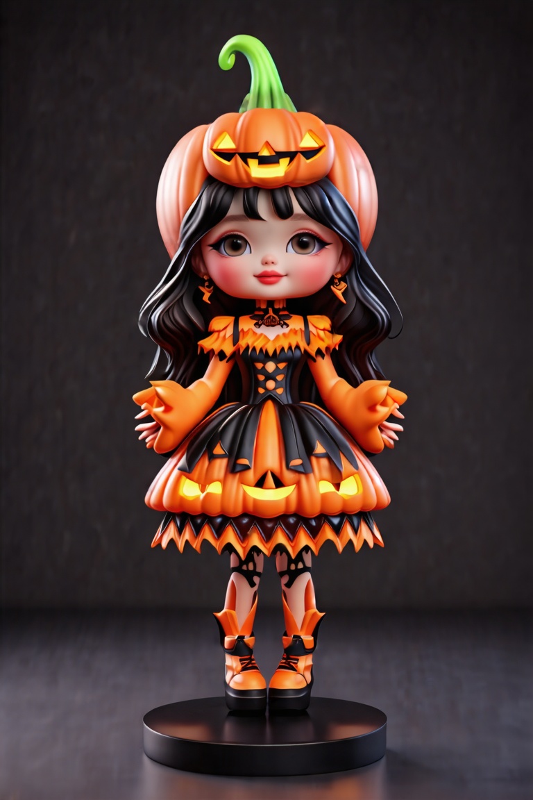 FuturEvoLabFigure, Figure_FuturEvoLab, 
1girl, 3D, chibi, Halloween costume, PUMPKIN, 
