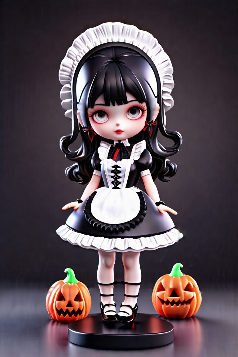 FuturEvoLabFigure, Figure_FuturEvoLab, 
1girl, 3D, chibi, Horror maid costume, Halloween costume, PUMPKIN, 