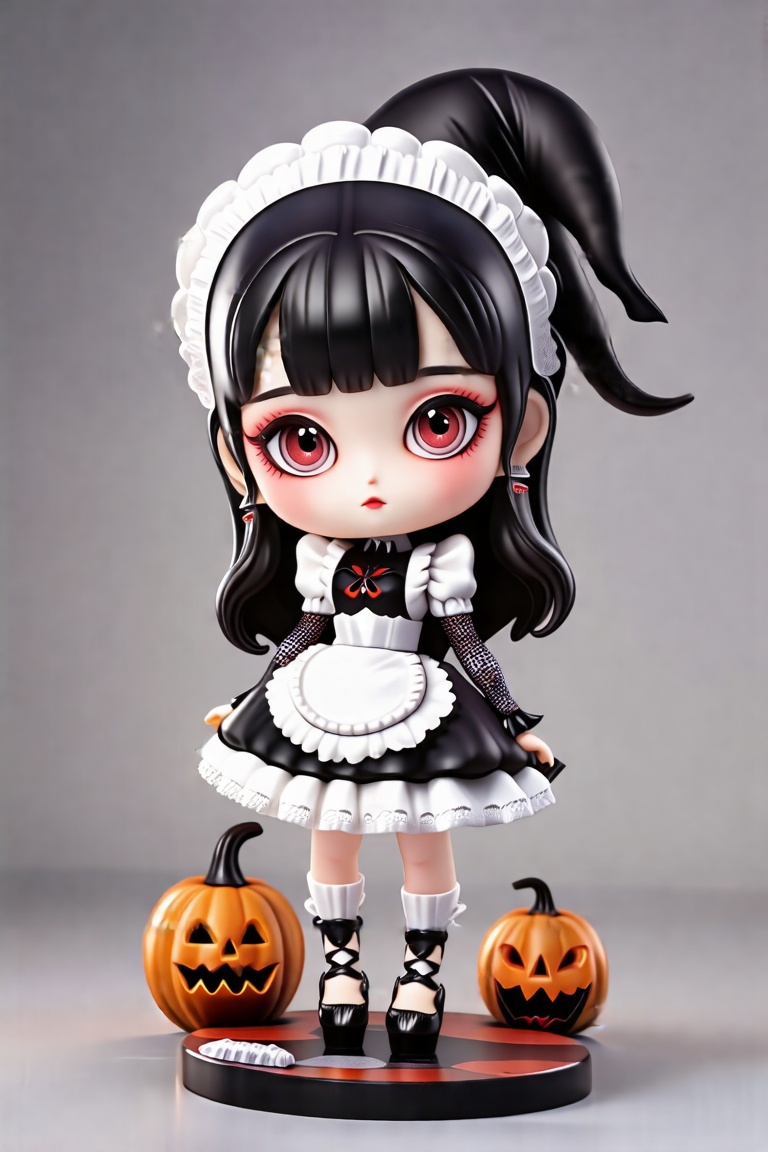 FuturEvoLabFigure, Figure_FuturEvoLab, 
1girl, 3D, chibi, Horror maid costume, Halloween costume, PUMPKIN, 