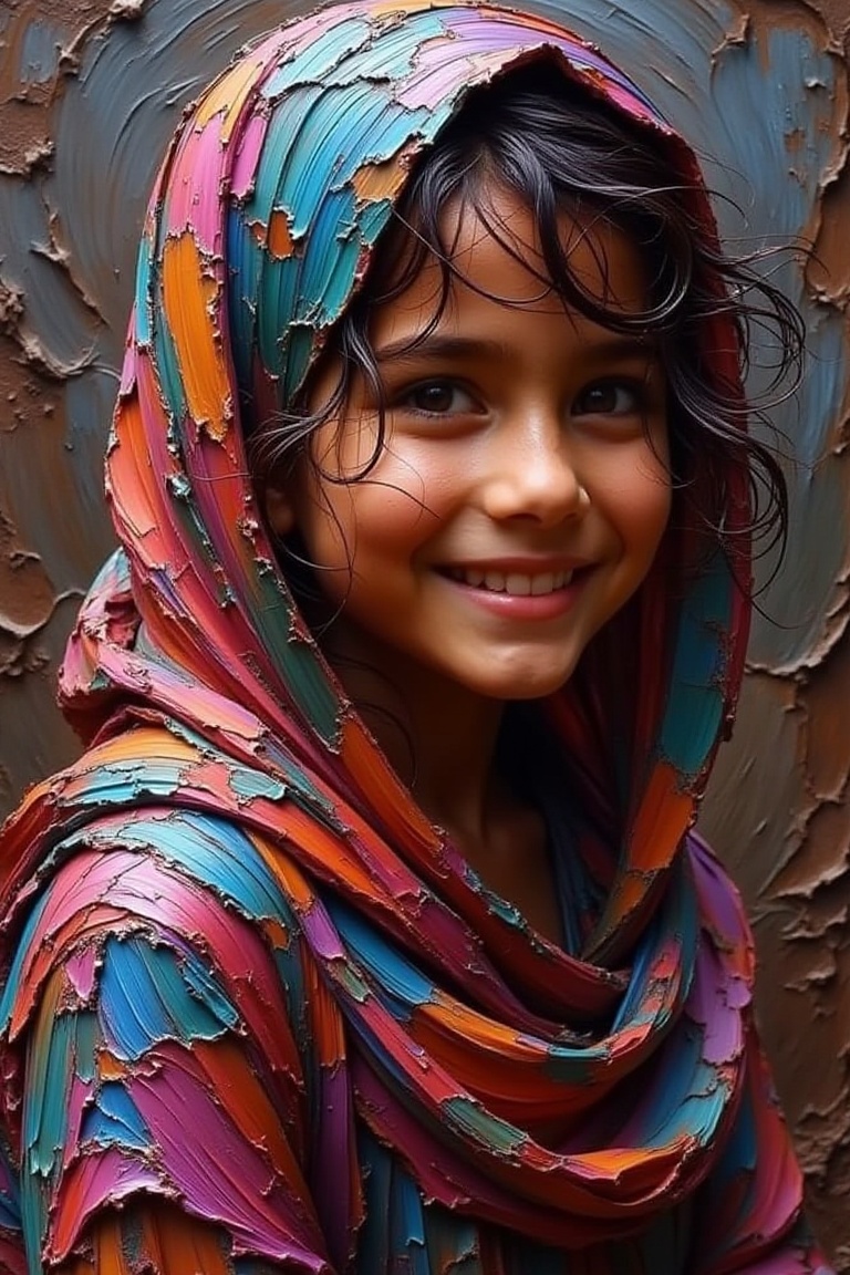 malay woman wear hijab,  Palette Knife on Tensor.Art