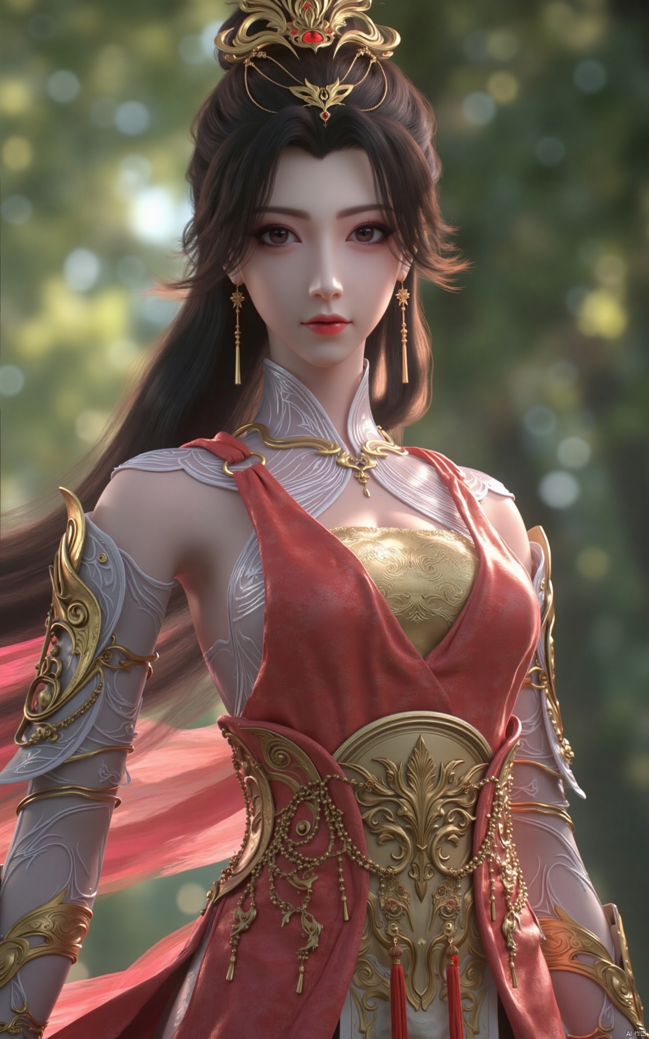  masterpiece,1girl,long hair,(flower:1.5),chinese clothes,(red dress:1.39),black eyes,beautiful face,short sleeves,holding,holding flower,,hanfu dress,,looking at viewer,(huge breasts:2.59),Xzhaoliner,(Lotus pond, lotus:1.29)