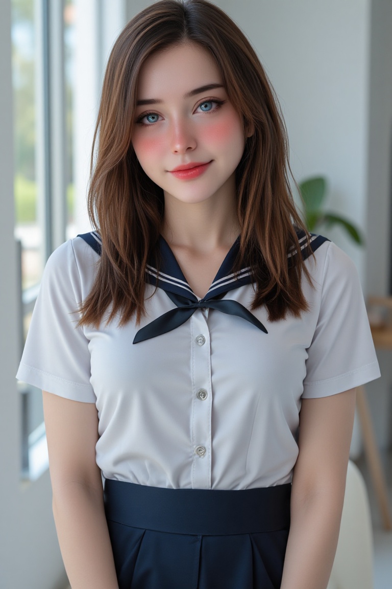 A 26-year-old girl with blue eyes,  a beautiful smile,  perfect face on Tensor.Art