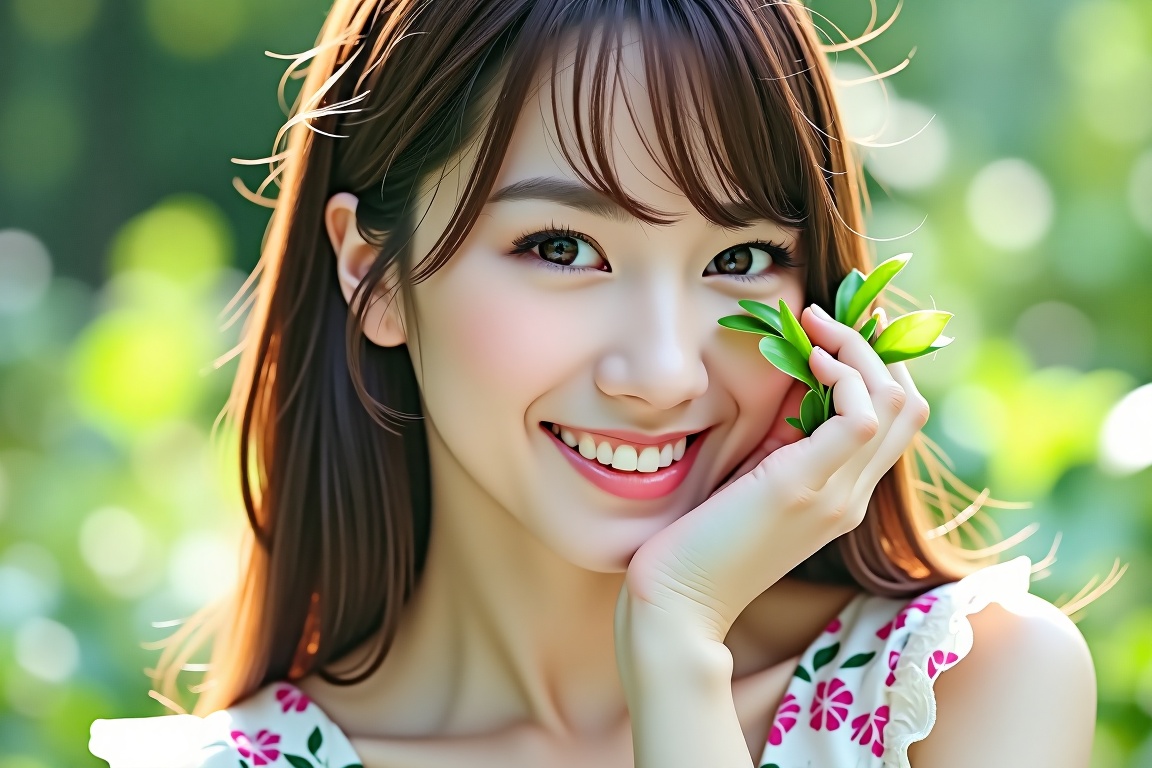 Amaz1ng_Wallpap3r,  This is a high-resolution photograph of a young Asian woman with a fair complexion and long,  straight...