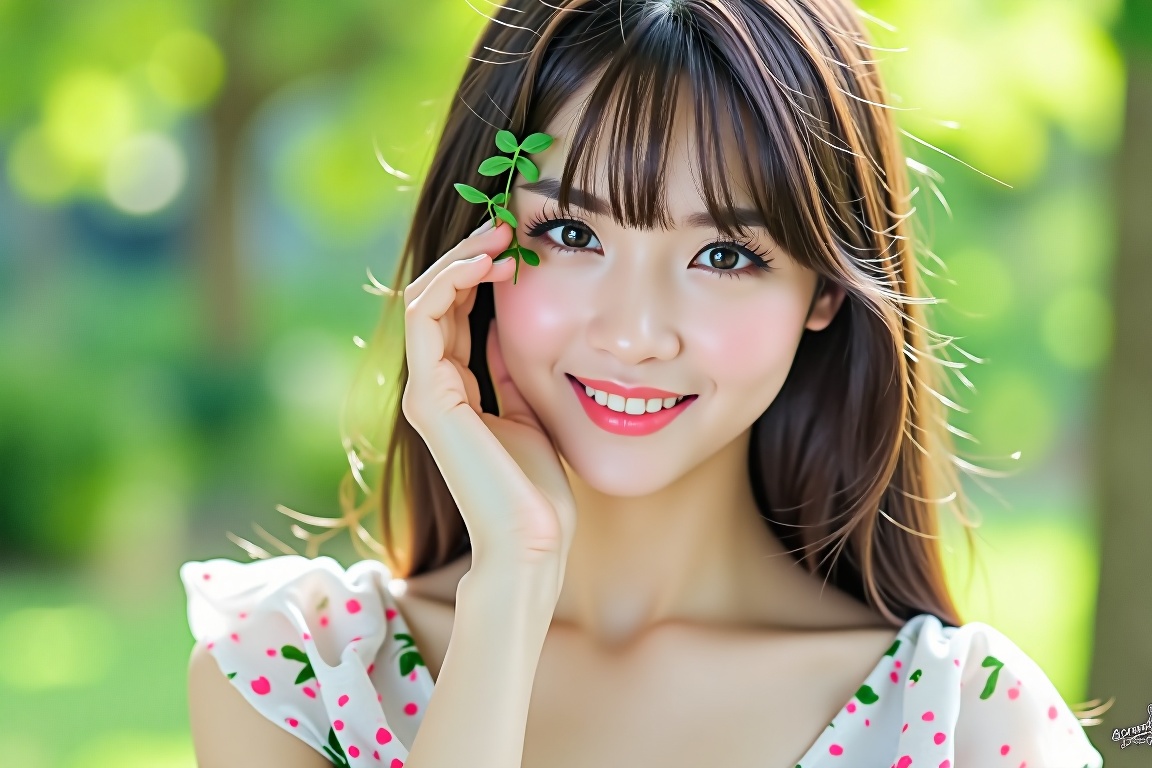 Amaz1ng_Wallpap3r,  This is a high-resolution photograph of a young Asian woman with a fair complexion and long,  straight...