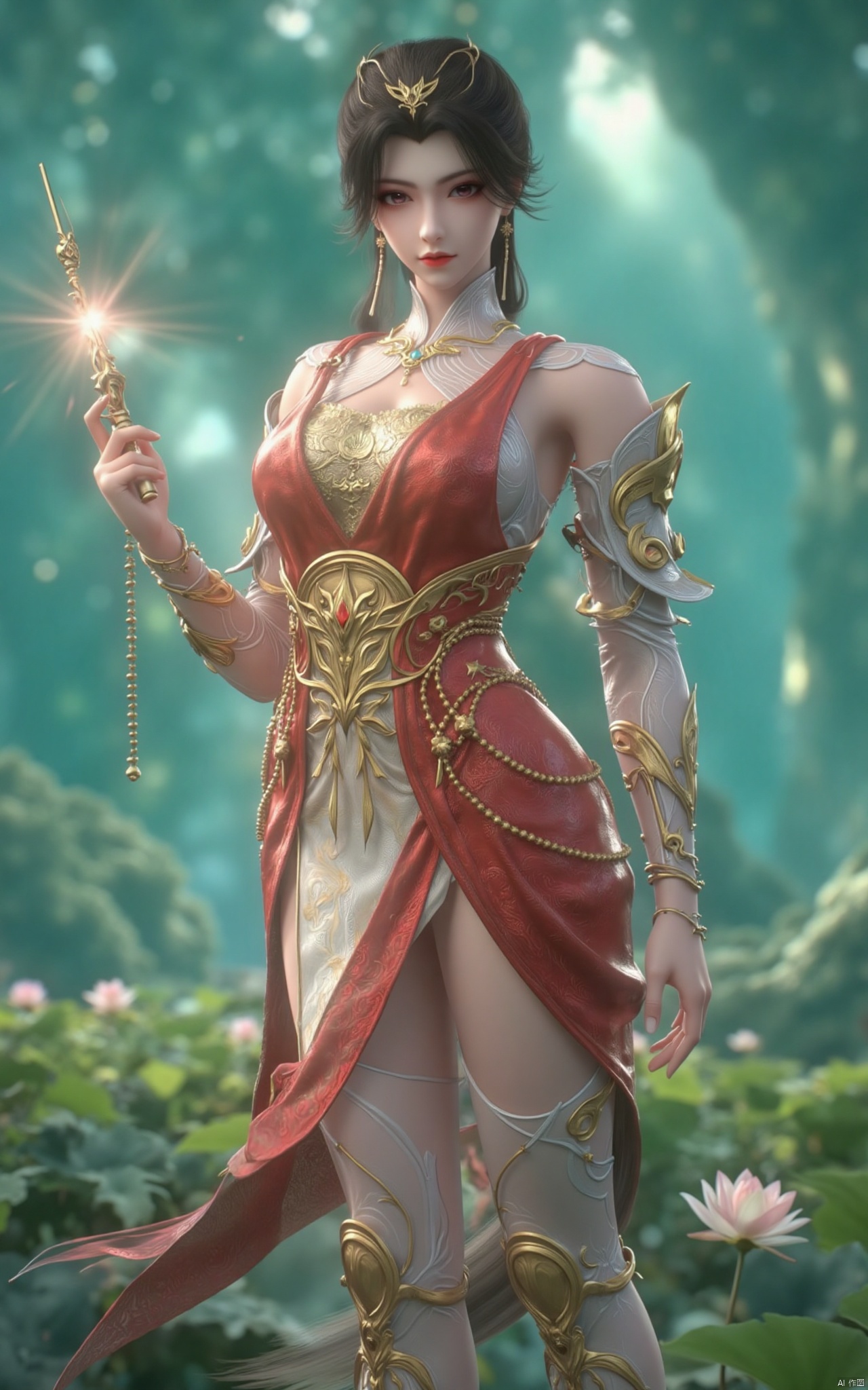 masterpiece,(best quality),official art, (1girl), (solo), ((looking_at_viewer)),(huge breasts:2.39),(full breasts:1.99),Xzhaoliner,(Lotus pond, lotus:1.52),Xruoshui,Xlongnv,Xbaiyijun,XyunluoH,XyunluoX,Xyiwenjun,Xsonghanfu