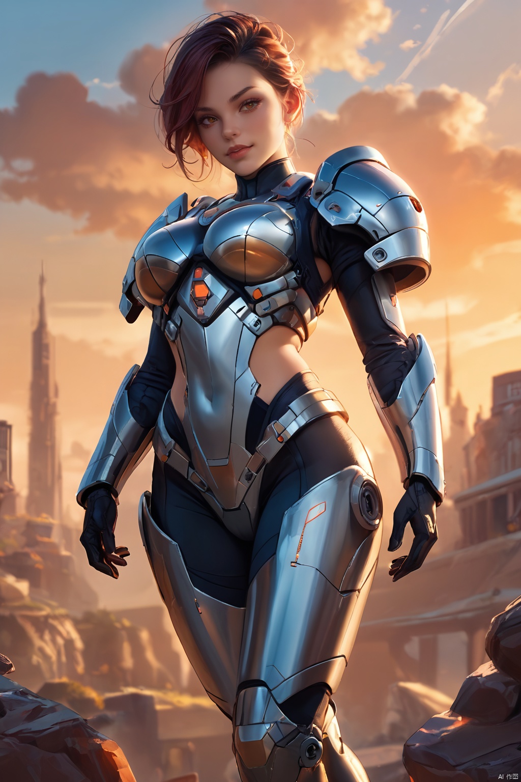  1 girl, science fiction armor,sexy,thighs,sexy,score_9 score_8_up score_7_up,