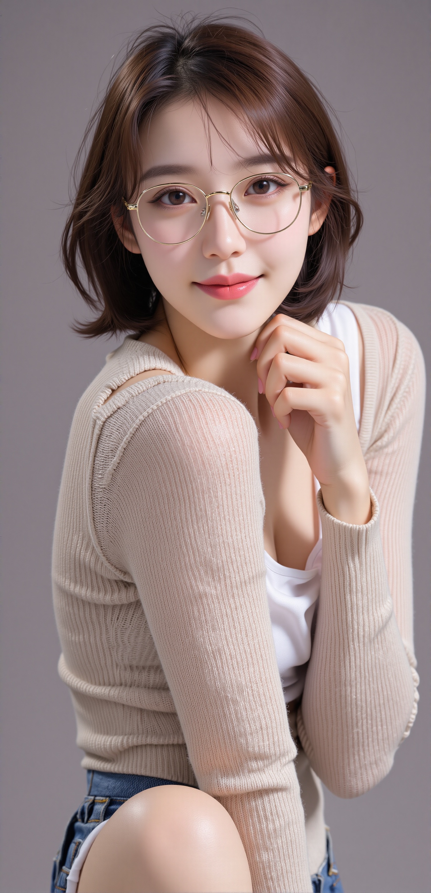 A young Beautiful Korean woman,  short brown hair,  daily outfit on Tensor.Art