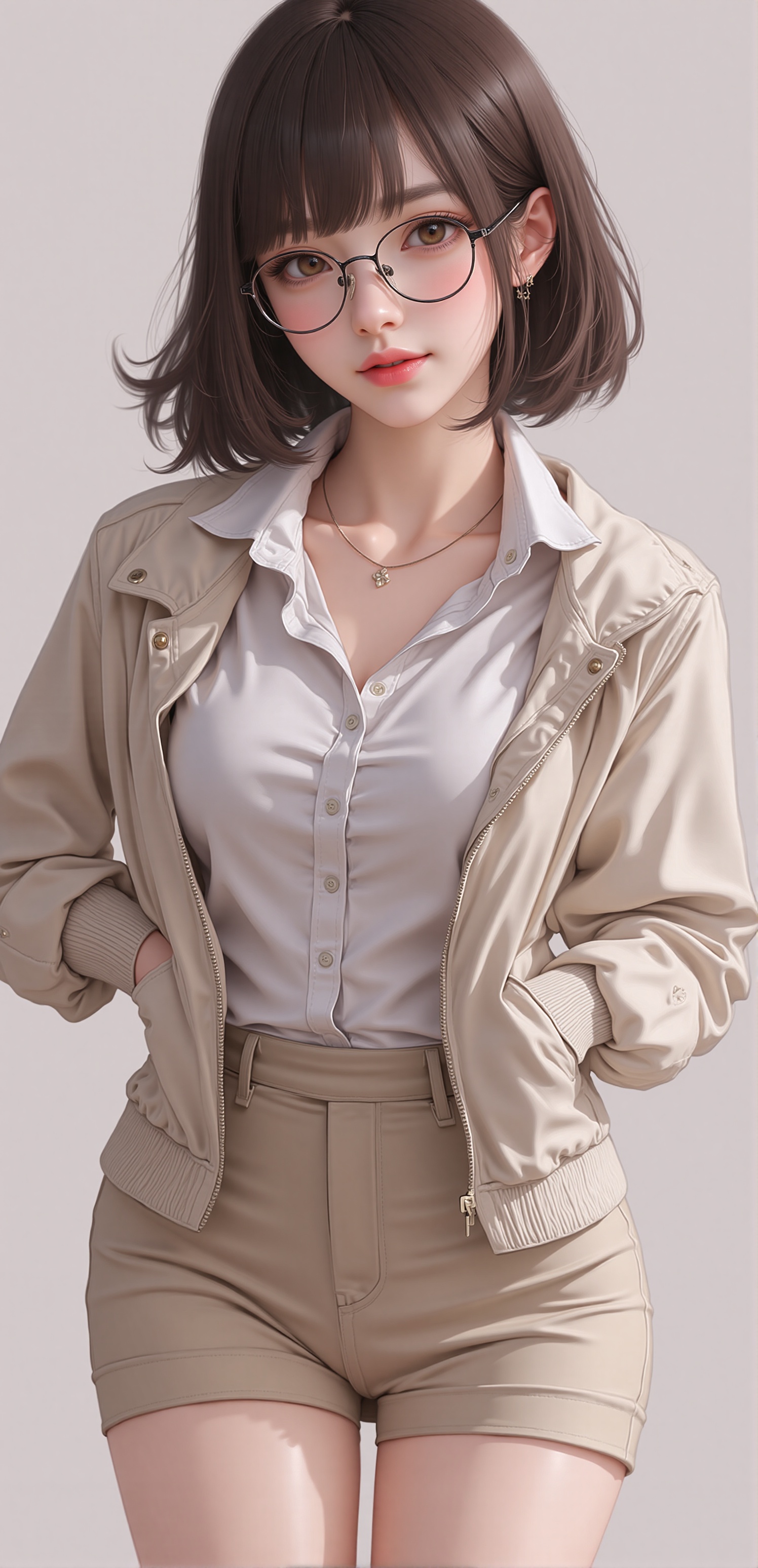 A young Beautiful Korean woman,  short brown hair,  daily outfit on Tensor.Art