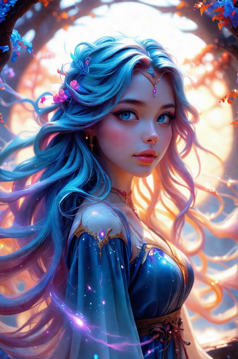Airbrushing (Beautiful mystical allure) long swirling hair,  smart,  environment on Tensor.Art