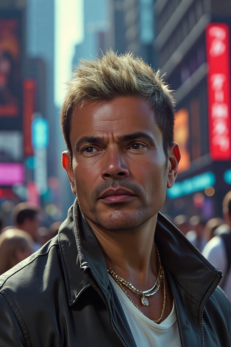 realistic face Amr Diab as Paul Kersey in My Hero Academia,  anime character concept illustration,  anime art style on Ten...