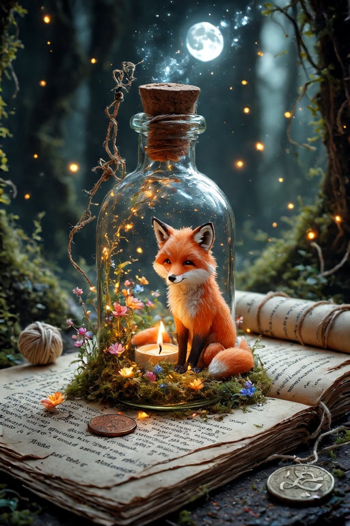 ((ultra realistic photo)),  artistic sketch art,  Make a little pencil sketch of a CUTE fluffy fox cub on an old TORN EDGE...