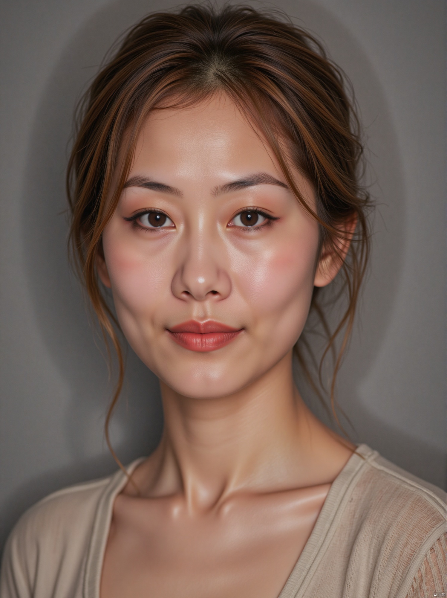 Close-up of a beautiful and gentle young woman's ID photo